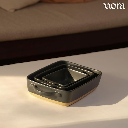 Mora Ceramic Baking Dishes Set of 2 | Versatile Casserole & Loaf Pans - 7x11 in, Porcelain, Liquorice