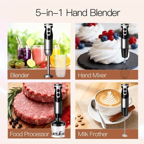 MegaWise Pro Hand Blender - Versatile 5-in-1 Kitchen Tool | Sleek Black Design, 2025 Edition