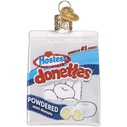 Old World Christmas Hostess Donettes Glass Blown Ornament for Christmas Tree, Handcrafted Holiday Decoration, Classic Dessert Collection