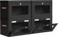 Homsorout Collapsible Storage Bins - Large Stackable Organizer Bins with Handles & Window | 4 Pack, Black
