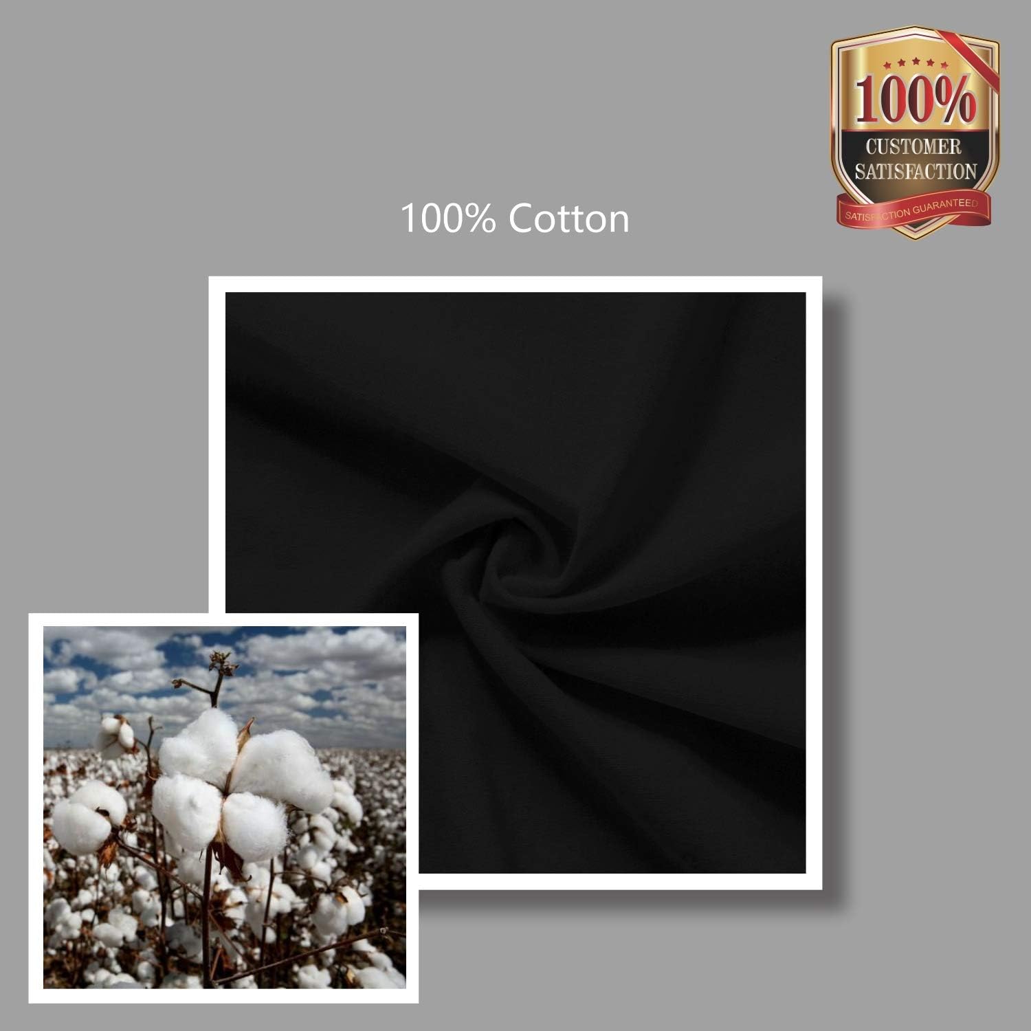 TOPDesign Black Cotton Tote Bags - 5-Pack Lightweight Reusable 16"x15" for Grocery, DIY & Promotions
