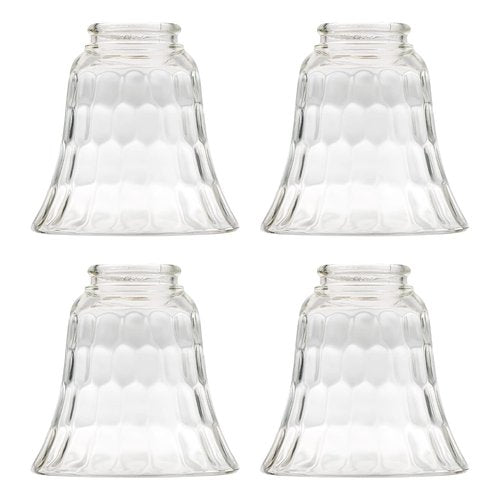 Ceiling Fan Light Covers, Glass Replacement Shades for Ceiling Fans, and Light Fixtures, Bell Shape Clear Glass with Decorative Hammered Finish. Hight 4.75” – Width 4.9” – Opening Fitter Size 2.25”.