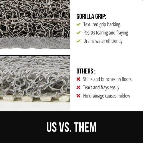 GORILLA GRIP Exfoliating Bath Mat - Soft Loofah-Style Scrubber with Textured Backing | Quick Dry, 24x16, Gray