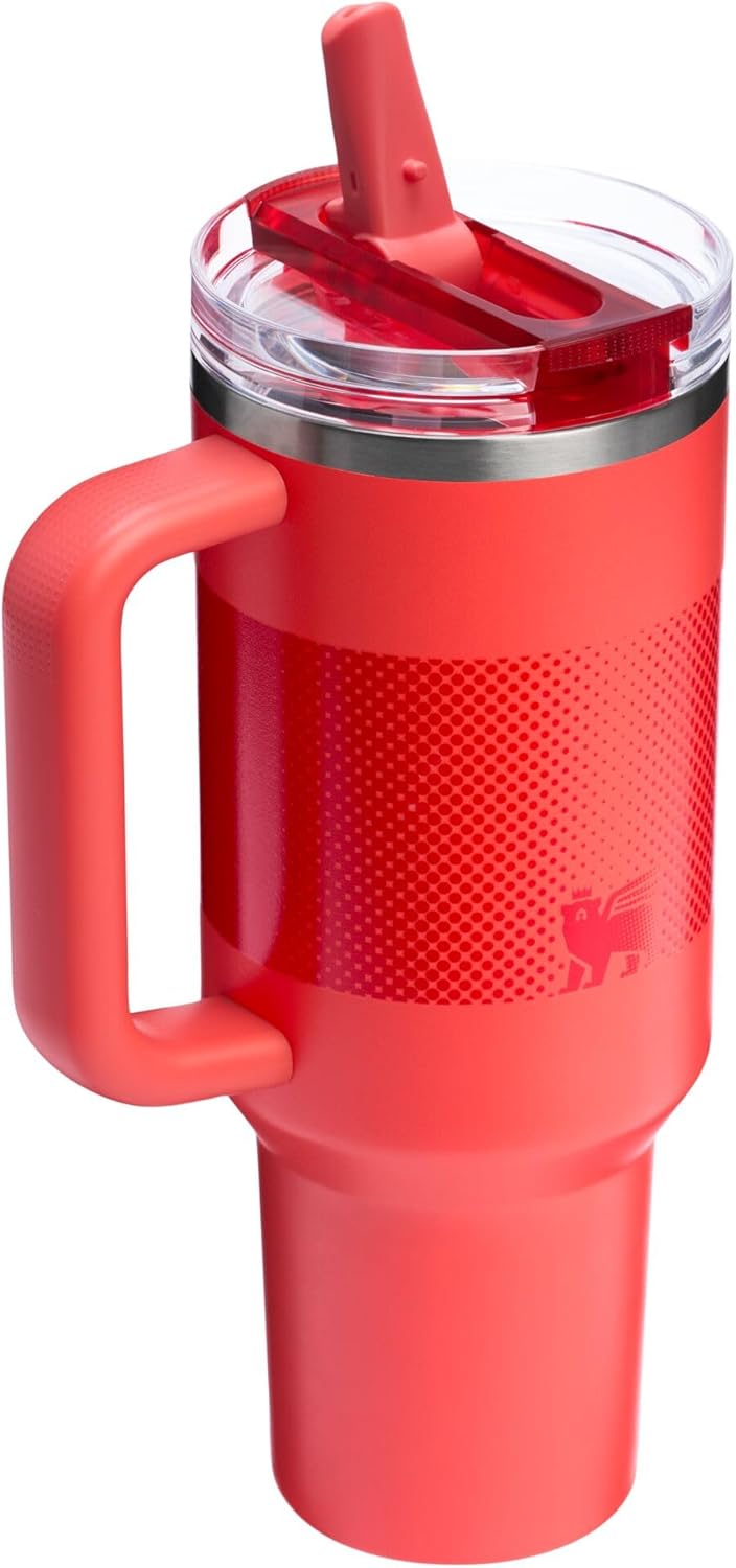 STANLEY Quencher ProTour 40 oz Tumbler - Leakproof Lid, Built-In Straw & Handle | Insulated Stainless Steel | Hot Coral Fade