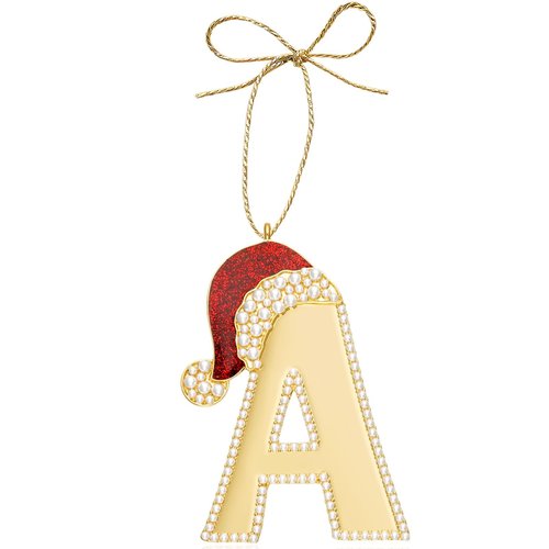 Mrchtmas Christmas Initial Ornament, Letter Ornaments for Xmas Tree,Hanging Christmas Red Hat Ornament for Mother Best Friends Sister Wife