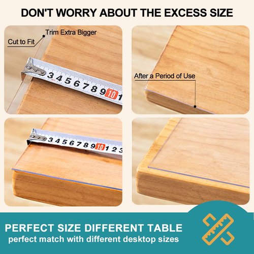 6FT Waterproof Rectangle Vinyl 40x72 inch Table Protector Clear Plastic PVC Tablecloth Cover Office Desk Pad Mat for Meeting Wood Coffee Glass Dining Outside Buffet Tabletop Bar Countertop Protection