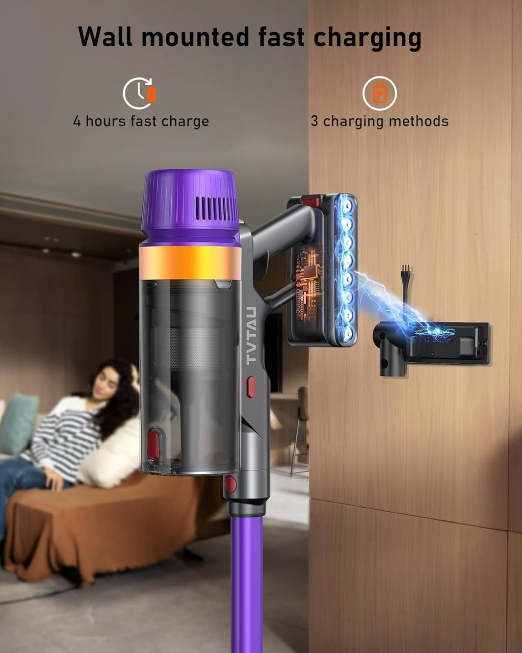 Skiennix Cordless Vacuum Cleaner - 620W Power, 75 Min Runtime, LED Display, 1.8L Dust Cup | Ideal for Pet Hair & Hardwood Floors