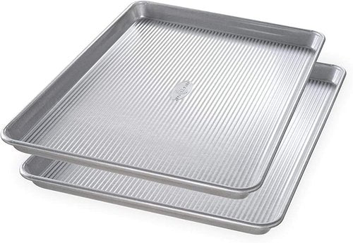 USA Pan Bakeware Half Sheet Baking Pan and Bakeable Nonstick and Cooling Rack Set, Metal & Bakeware Half Sheet Pan, Set of 2, Aluminized Steel