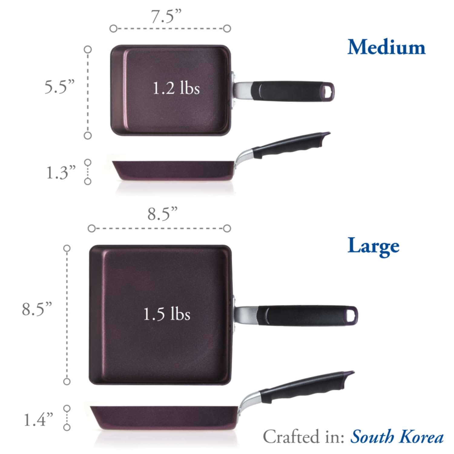 TECHEF - Tamagoyaki Japanese Omelette Pan/Egg Pan Skillet, PFOA-Free, Dishwasher Safe, Induction-Ready, Made in Korea (Purple/Medium)