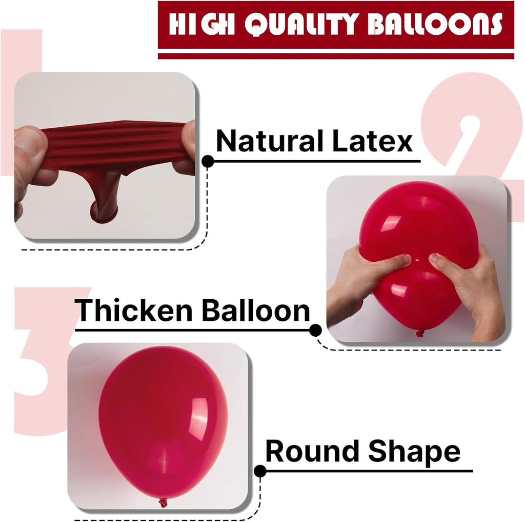 PartyWoo Burgundy Balloons - 100pcs 12 Inch Dark Red Latex Helium Balloons for Celebrations