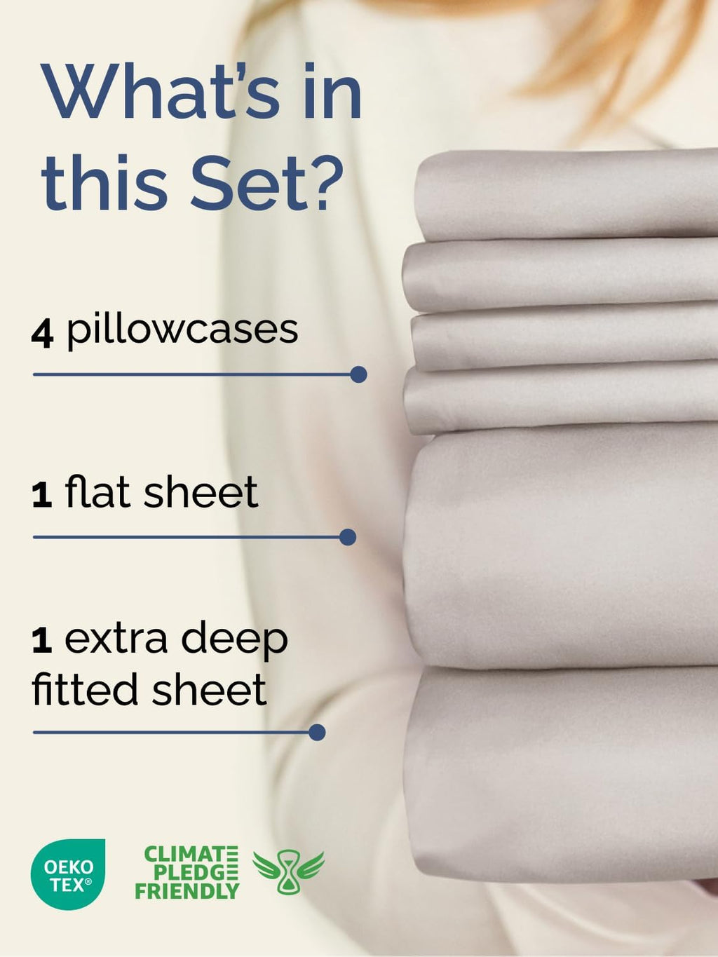Skiennix Extra Deep Cal King Sheet Set - 6 Piece Breathable Cooling Bedding - Soft Wrinkle-Free Light Grey