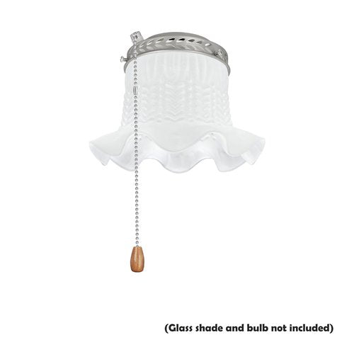Aspen Creative 22001-11, One-Light Ceiling Fan Fitter Light Kit with Pull Chain, Brushed Nickel