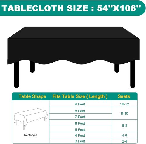 30 Pack Black Plastic Table Cloths - Disposable 54 x 108 Inch Covers for Parties, BBQs & Weddings