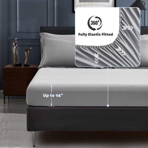 Maple&Stone Queen Size Comforter Set - 7-Piece Down Alternative Bed in a Bag, Soft Reversible Duvet in Dark & Light Grey