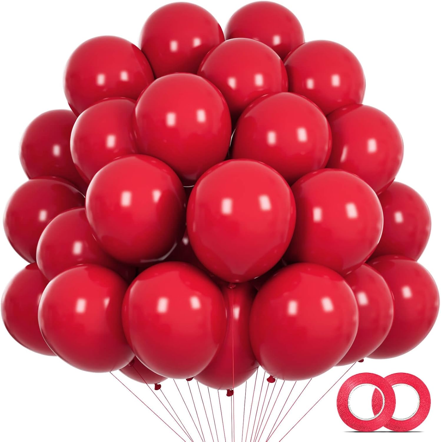 Red Balloons 110 Pcs - 5 Inch Mini Thick Latex Balloons for Birthday & Wedding Decorations