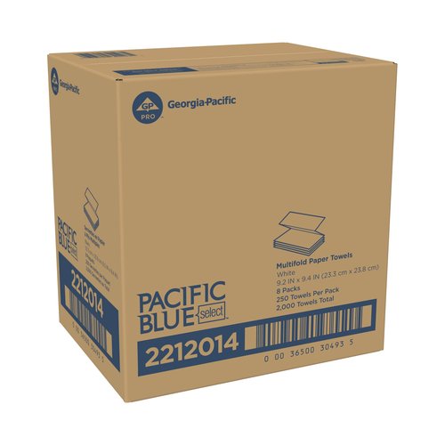 Georgia-Pacific Professional Series Premium 1-Ply Multifold Paper Towels by GP PRO (Georgia-Pacific), White, 2212014, 250 Towels Per Pack, 8 Packs Per Case