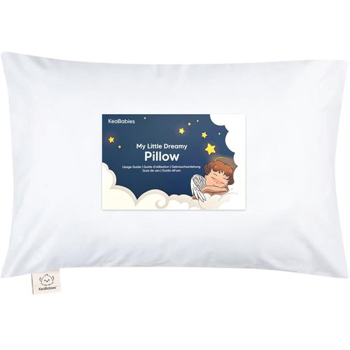 My Little Dreamy Toddler Pillow - Organic Cotton Travel Bed Pillow with Soft Pillowcase | 13x18, Machine Washable, Breathable for Ages 2-5 (Soft White)