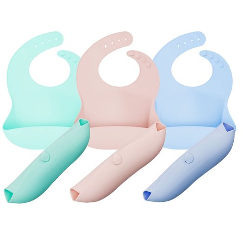 BrushinBella Collapsible Feeding Supplies for Travel - Silicone Suction Bowl, Plate, Bib, Spoons for Toddlers