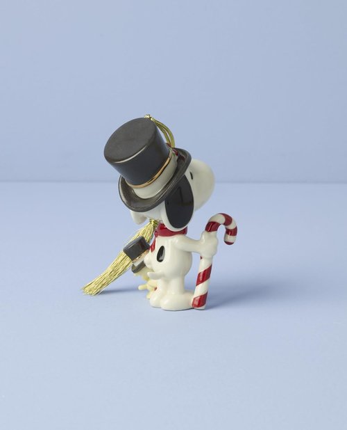 Lenox Snoopy & Woodstock Candy Cane Ornament - Porcelain Christmas Decoration with Gold Cord (1 Piece)