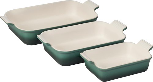 Le Creuset Stoneware Heritage Set - 3 Rectangular Dishes in Artichaut Color