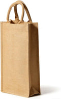 Jute Burlap 2 Bottle Wine Gift Tote Bags with Soft Cotton Handles Reusable for Wedding, Parties,Birthdays