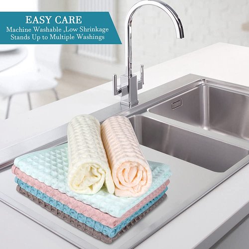 vfaejll 6 Pack Waffle Weave Dish Cloths, 13x13 Inch 100% Cotton Kitchen Towels for Washing Dishes - Super Absorbent, Quick Drying Dish Rags (Mixed Colors)