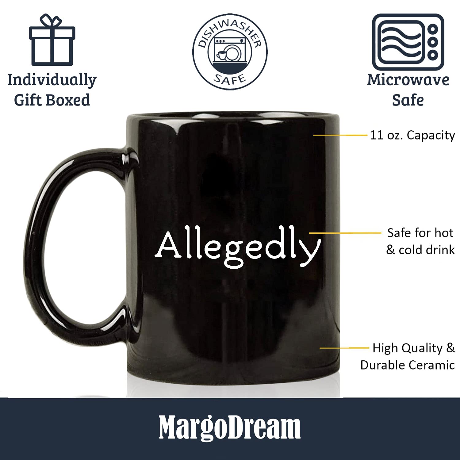 MargoDream Lawyer Gifts Appreciation Funny Mug Allegedly Coffee Cup Gift For Men For Woman Black 11 Oz