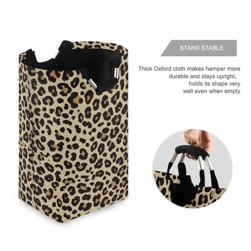 Cheetah Leopard Print Animal Skin Laundry Basket Laundry Hamper Portable Foldable Clothes Organizer with Handles Storage Bag for Kids Room Bathroom bedroom utility room laundry room