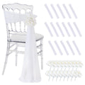 SoarDream White Wedding Chair Sashes, 16 Pack Sheer Tulle with Artificial Hydrangea Accents for Ceremony & Reception Home Chair Decorations