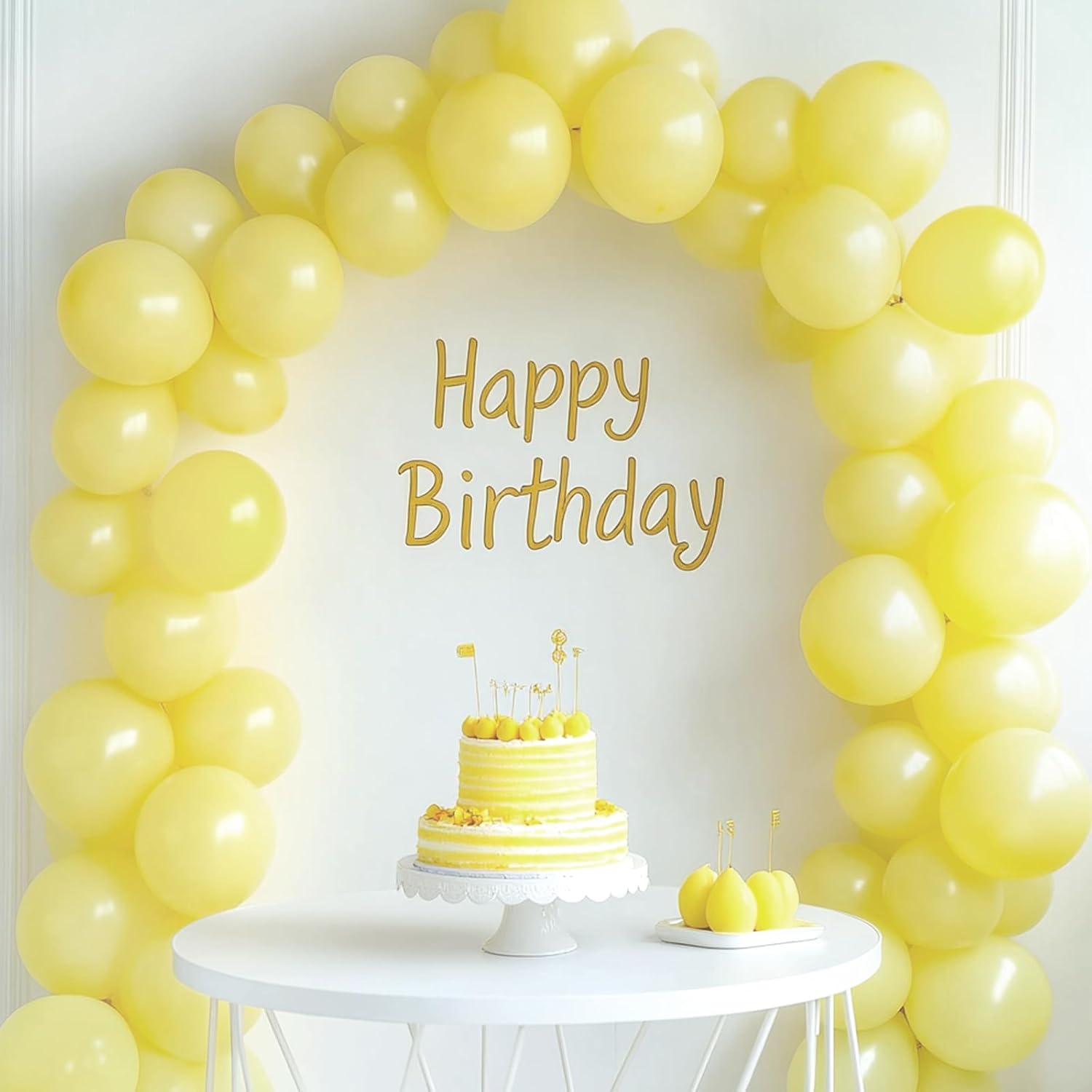 RUBFAC Pastel Yellow Balloons - 129pcs in Various Sizes for Birthday, Wedding & Baby Shower Decor