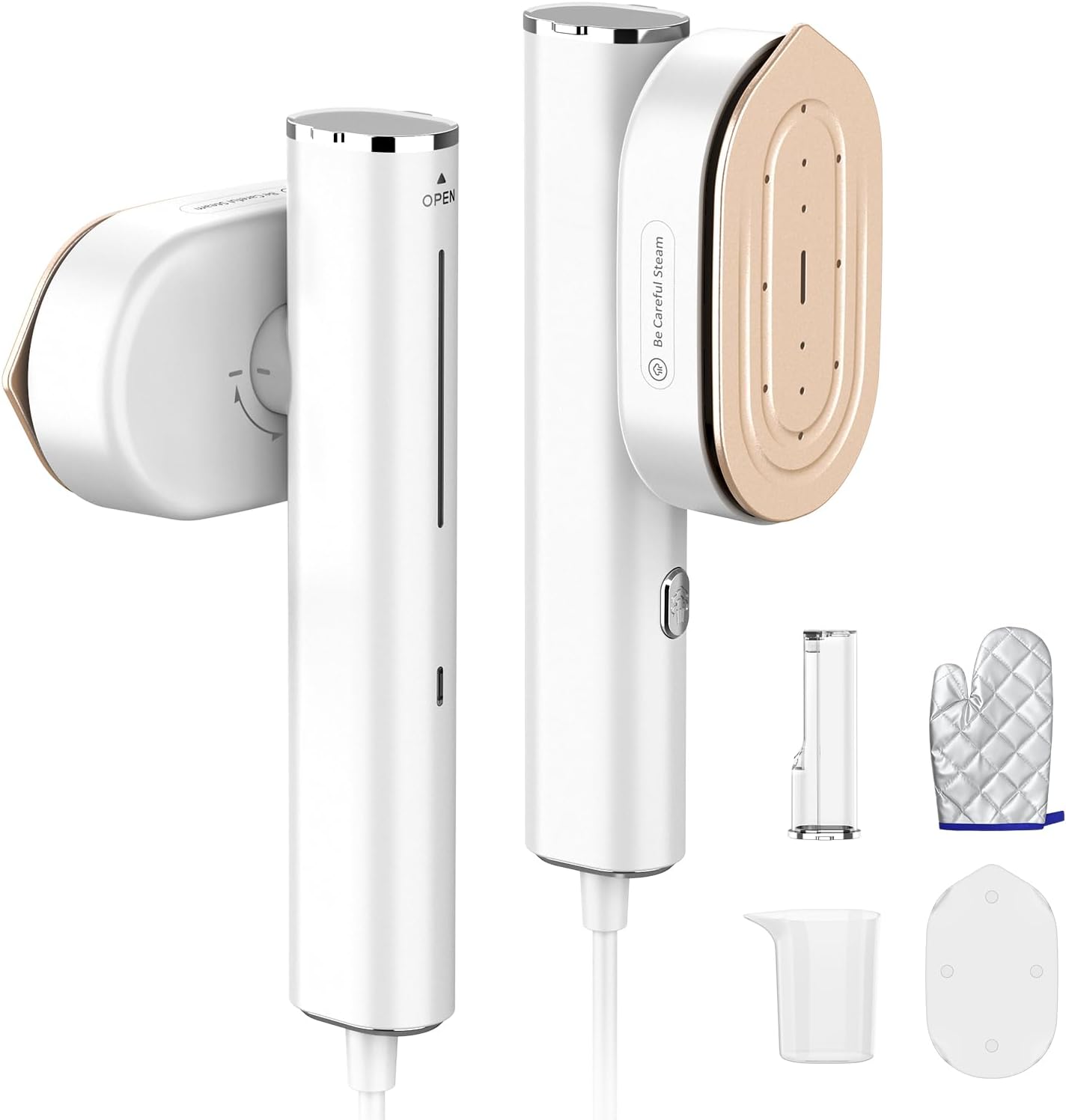 Skiennix 2-in-1 Handheld Clothes Steamer - 1200W Fast Wrinkle Removal, Portable & Travel-Friendly - White