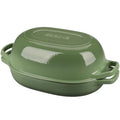 EDGING CASTING Enameled Cast Iron Oval Dutch Oven Pot with Lid, Dutch Oven for Sourdough Bread Baking, Oval Bread Pan, Bread Oven, Bread Dutch Oven, 7qt, Pistachio Green