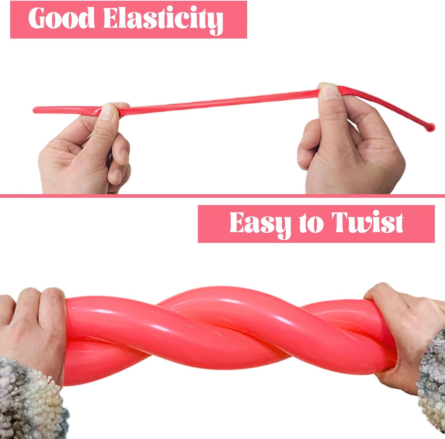 Skiennix 260 Long Balloons - 100 Pack Pastel Red Thick Latex Twisting Balloons for Animal Models & Parties