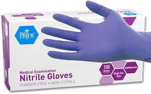 MedPride Powder-Free Nitrile Exam Gloves - Iris Blue, Medium, 100 Count Box for Superior Protection
