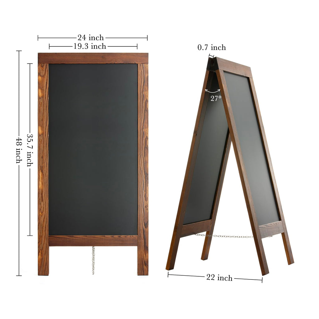 DAHAPYBOO Sandwich Board 48"x24" Solid Pine Wood Rustic Brown