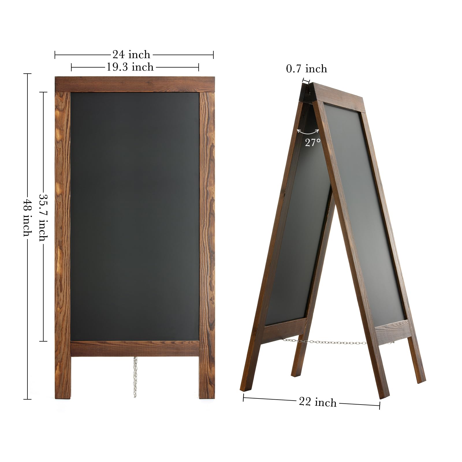 DAHAPYBOO Sandwich Board 48"x24" Solid Pine Wood Rustic Brown