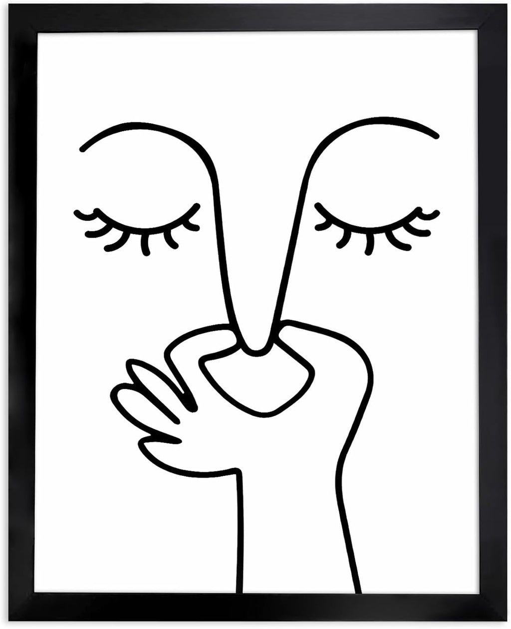 TWNSLLA Black and White Bathroom Wall Art - Funny Abstract Decor for Guest Toilets | 8"x10" Framed Print