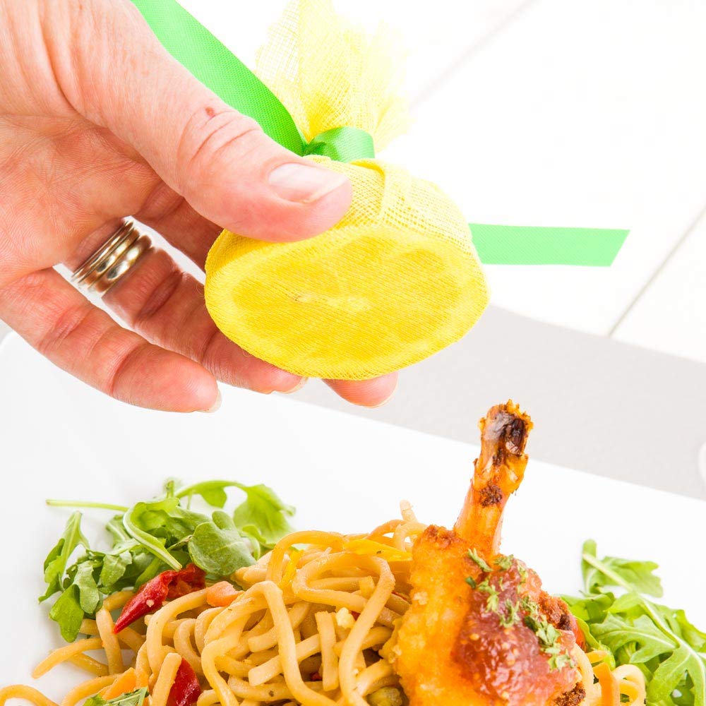 Restaurantware Lemon Juice Strainer - 100 Count - Cotton Mesh with Yellow Design - Disposable Pulp Catcher and Compostable Filter - Ideal for Eco-Friendly Kitchen Use