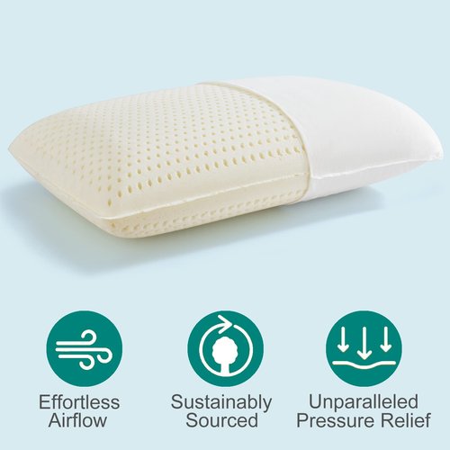 WYUSOLP 100% Natural Talalay Latex Pillow Sleeping Bed Pillows, Extra Soft Luxury Queen Pillow, Perfectly Aligns for Side/Back Pain, Stomach, Neck, Removable Breathable Cotton Cover (Queen (Medium))