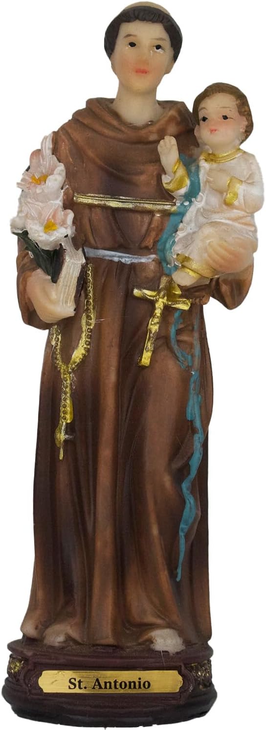St. Antonio Mini San Antonio De Padua Figure - Resin Religious Statue | 5 Inches Tall