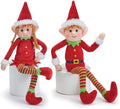 OULAIZ Posable Plush Elf Dolls - Bendable Boy & Girl Elves for Fun Christmas Decor | Set of 2