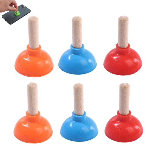 6 Pcs Tiny Toilet Plunger Shape Phone Holder Mini Sucker Stand for Supporting Cellphone, Moblie Phone, PSP