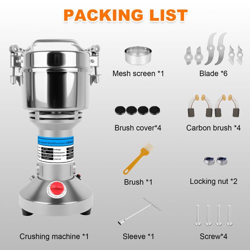 750g Grain Mill for Flour, Electric Spice Grinder, High-Speed Stainless Steel Dry Grinder Mill for Herbs, Nuts, Grains, Seasonings, & Pills. (750g Stand Type)