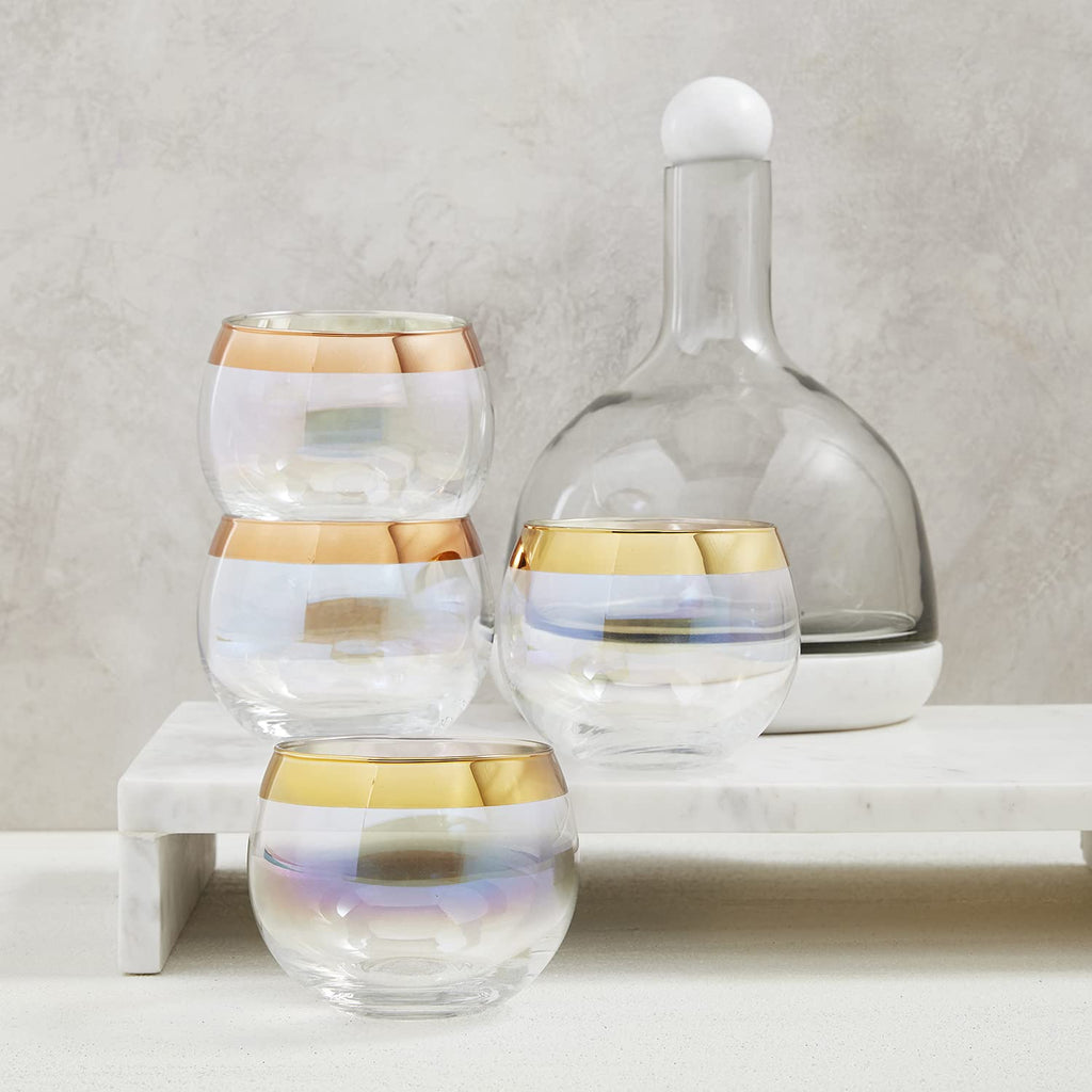 Santa Barbara Design Studio Table Sugar Marble and Glass Wine Carafe, 42-Ounce, White