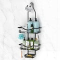 Shower Caddy - Adjustable Rustproof Organizer with Hooks | Large Capacity Black Shower Storage