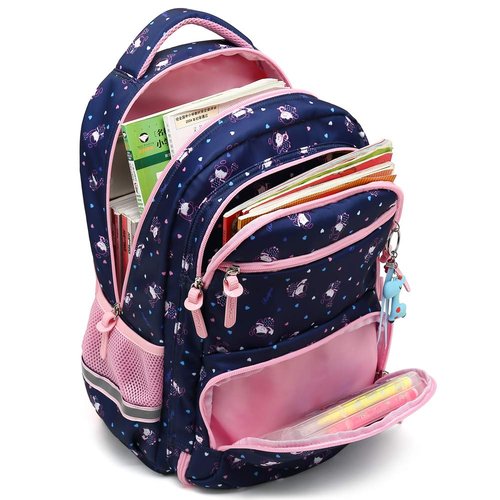 MIFULGOO Kids Girls School Backpack with Chest Strap Princess Cute Big Elementary Bookbag (Medium, Royalblue)