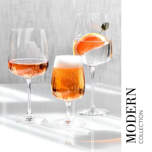 Krosno - Stemmed Tulip Water Glasses, Set of 4, 11.2 oz, Ideal Goblets for Dessert, Cocktails, Juice, Drinking Glasses, Lead-Free and Safe, Dishwasher Safe, Made in Europe