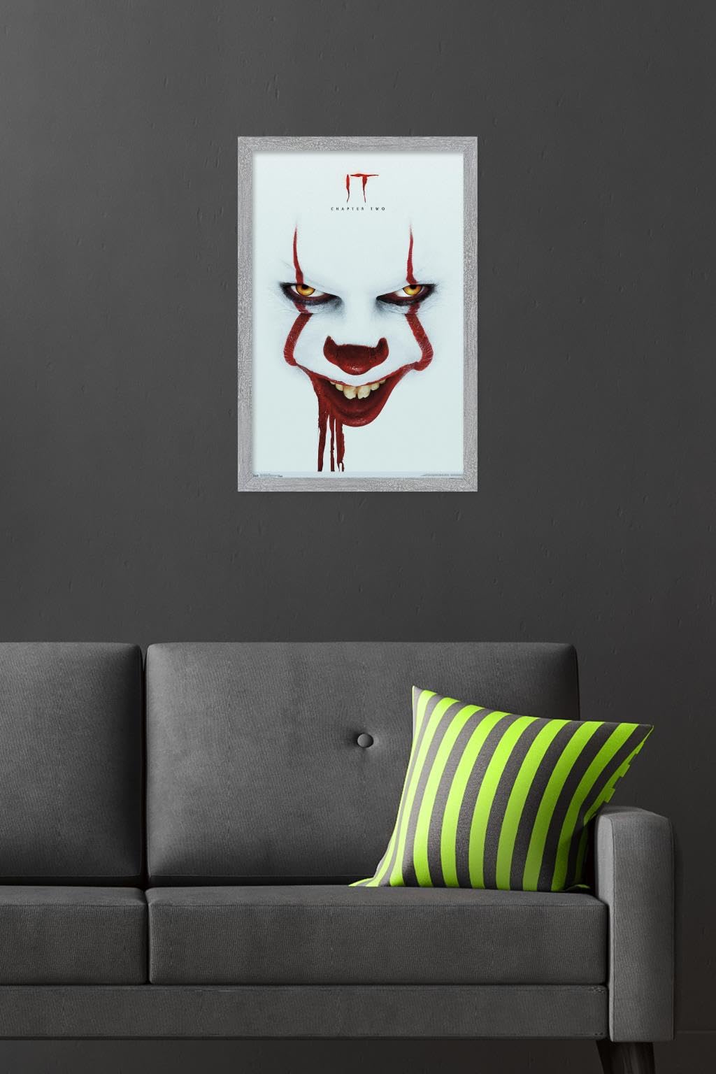 IT: Chapter 2 - Smile One Sheet Wall Poster, 22.4L" x 14.7W", Gray Framed Version