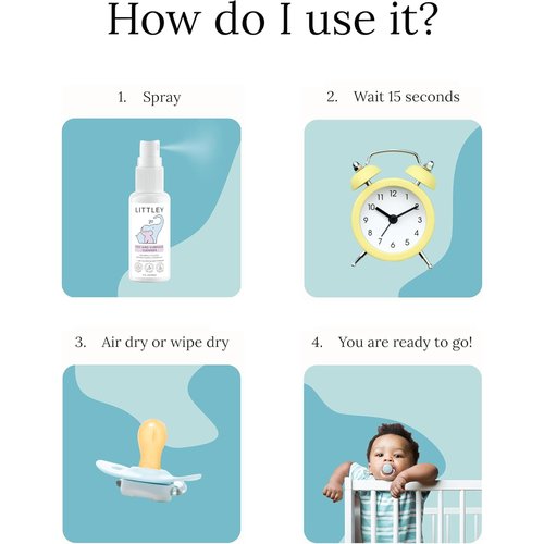 Littley Toy & Surface Cleaner | Alcohol-Free HOCl Spray for Baby Toys & High-Touch Surfaces | Fragrance-Free Formula | Gentle Cleaning for Everyday Messes | 2 oz