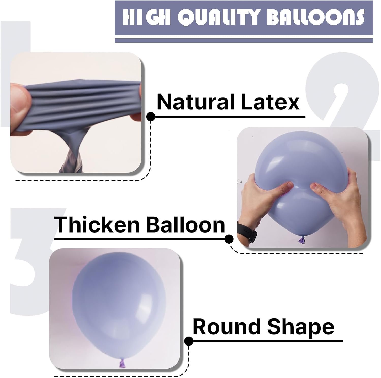 PartyWoo Dusty Blue Balloons - 100-Piece Pack in 5, 10, 12 Inch Sizes | Boho Lavender Balloon Arch Kit for Celebrations